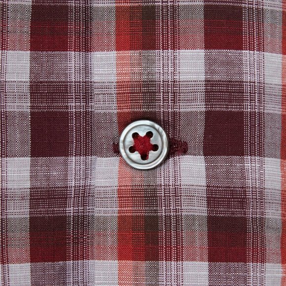 John Varvatos Final Sale NWT $98 Men's Mayfield Check Button Front Shirt Pumpkin - Picture 4 of 6